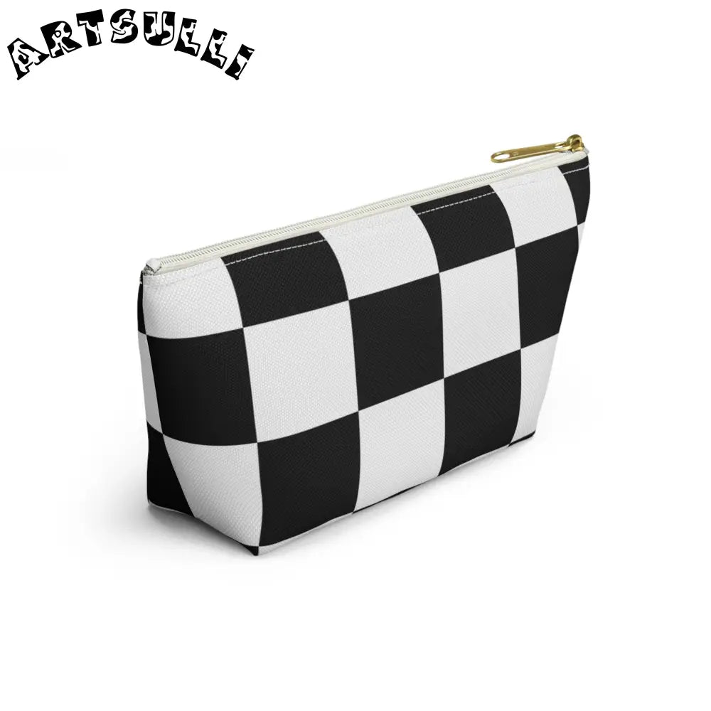 JAKKOUTTHEBXX Checkerboard Black and White Accessory Pouch w