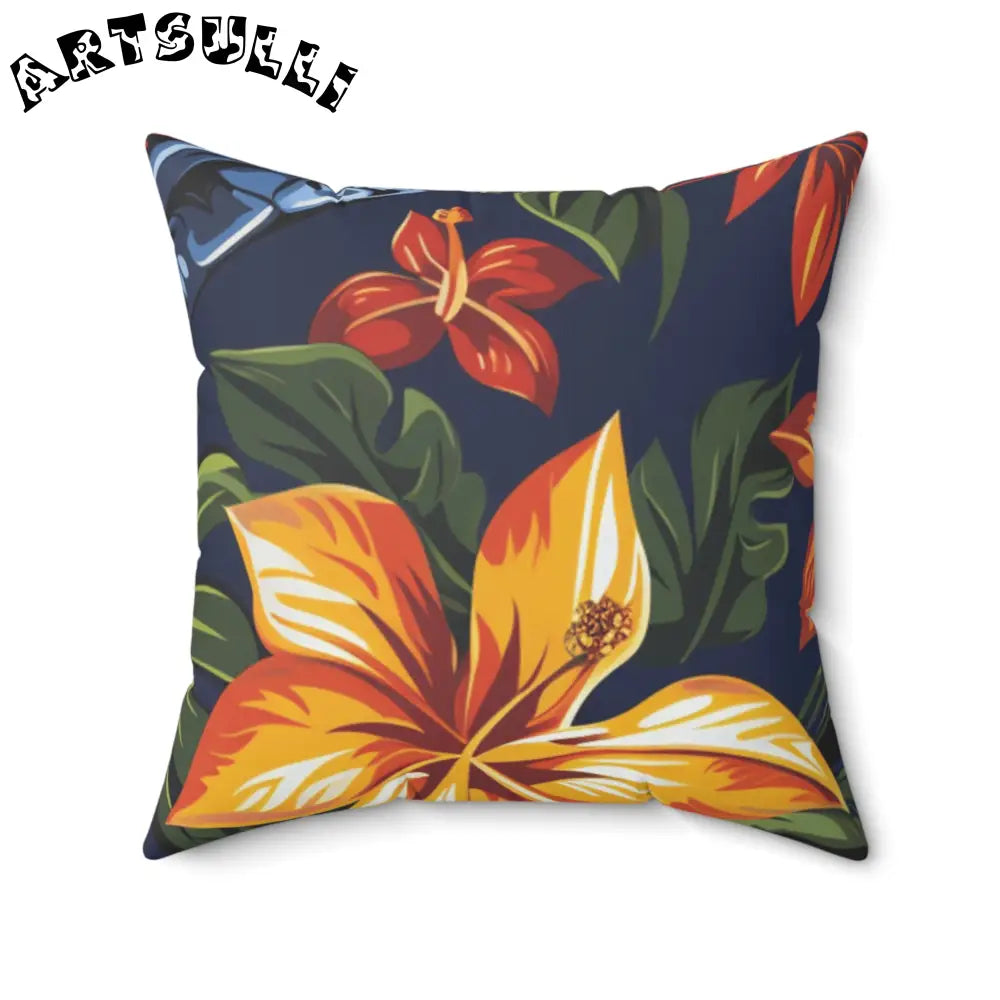 JAKKOUTTHEBXX Tropical Floral Dark Blue Indoor Pillow 2025