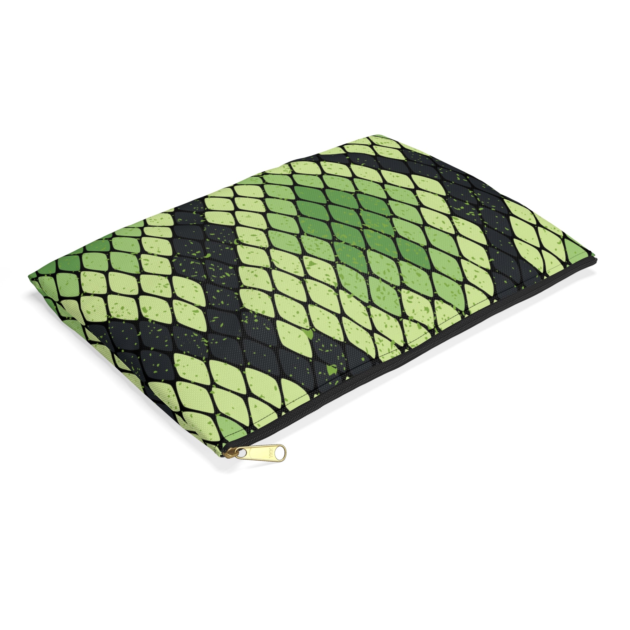 Snake Skin Green and Black Accessory Pouch, Artsulli - Art is Long, Life is Short, Bags, , , , , , , 