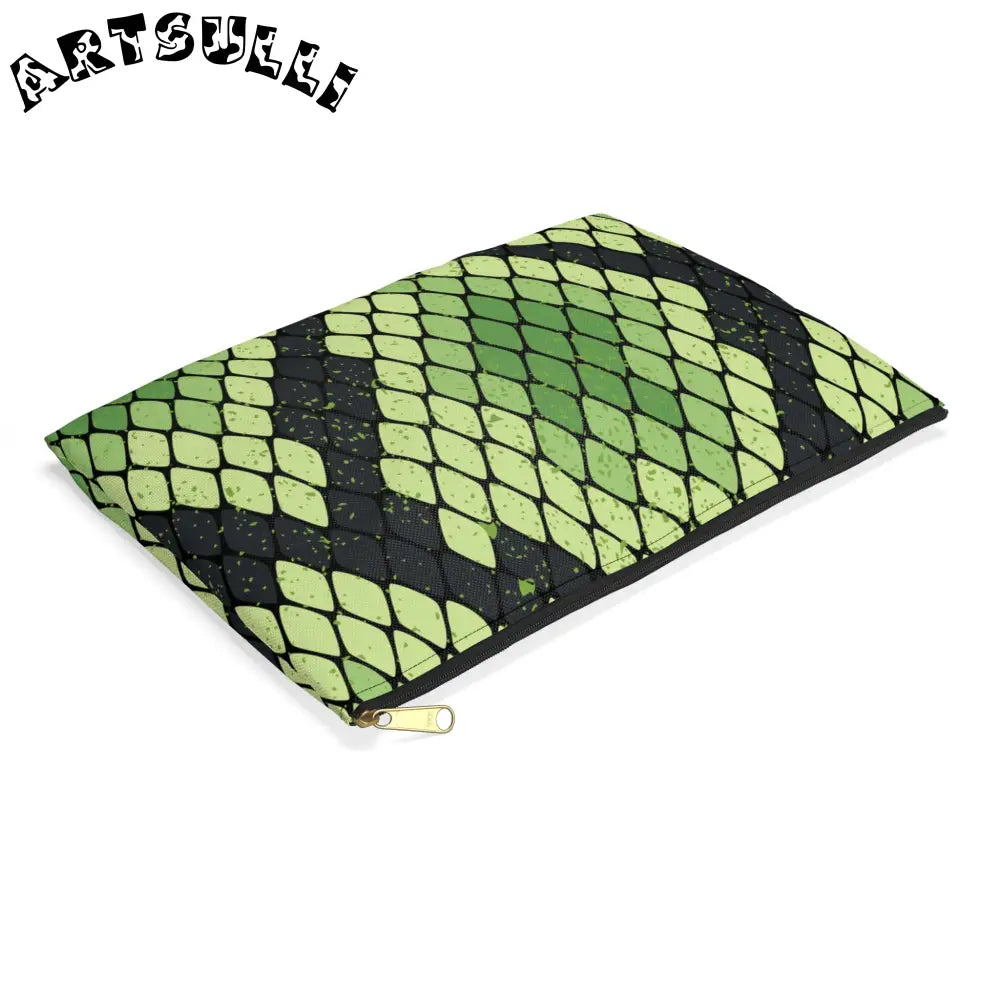 JAKKOUTTHEBXX Snake Skin Green and Black Accessory Pouch