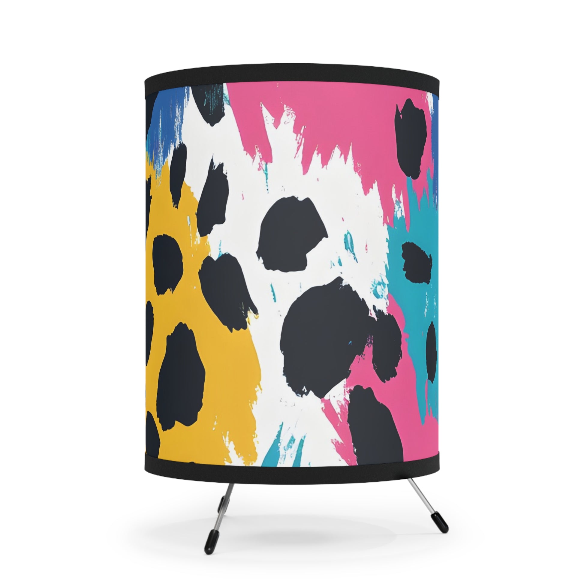 Leopard Print x Paint Brush Strokes Multi-Color Tripod Lamp with High-Res Printed Shade, US\CA plug, Artsulli - Art is Long, Life is Short, Home Decor, , , , , , , 