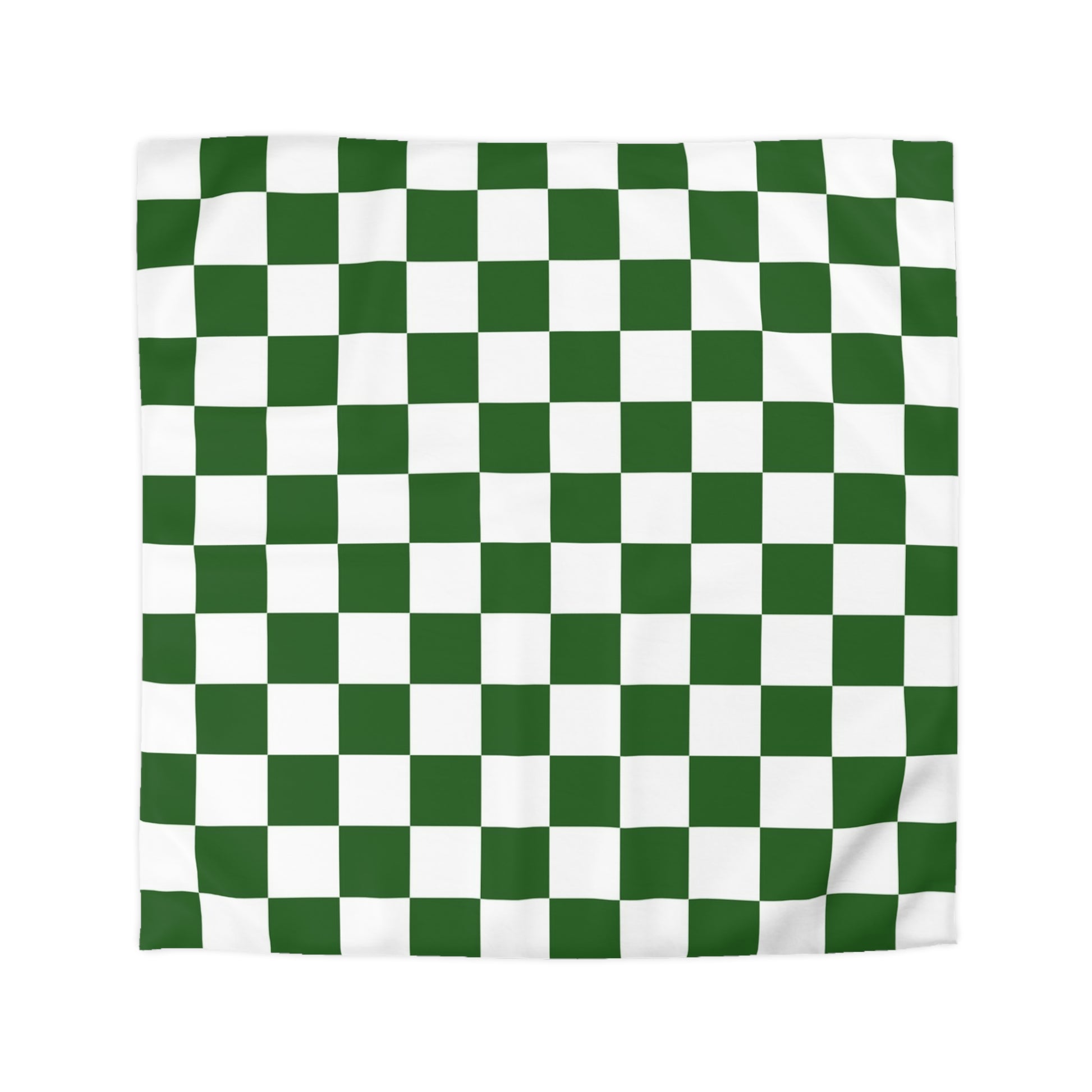 Checkerboard White and Dark Green Microfiber Duvet Cover, Artsulli - Art is Long, Life is Short, Home Decor, Size, Queen, Color, White, , , 25178456040828533509