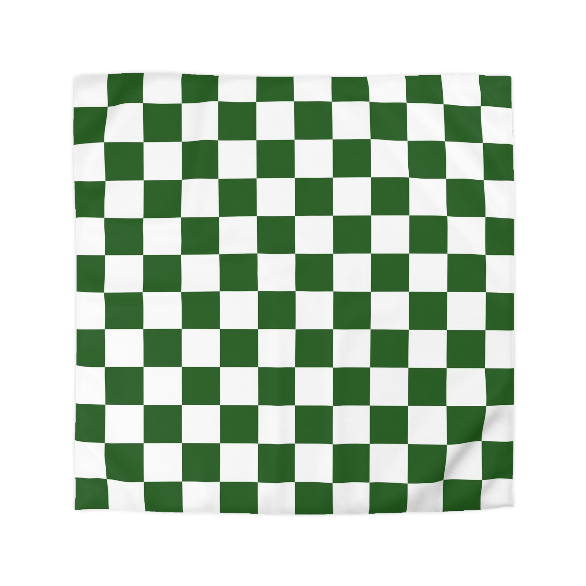 Checkerboard White and Dark Green Microfiber Duvet Cover, Artsulli - Art is Long, Life is Short, Home Decor, Size, Queen, Color, White, , , 25178456040828533509