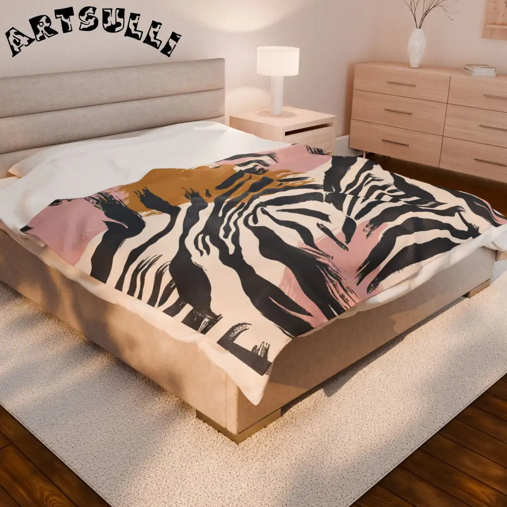 JAKKOUTTHEBXX Abstract zebra print fabric in pink and mustard yellow