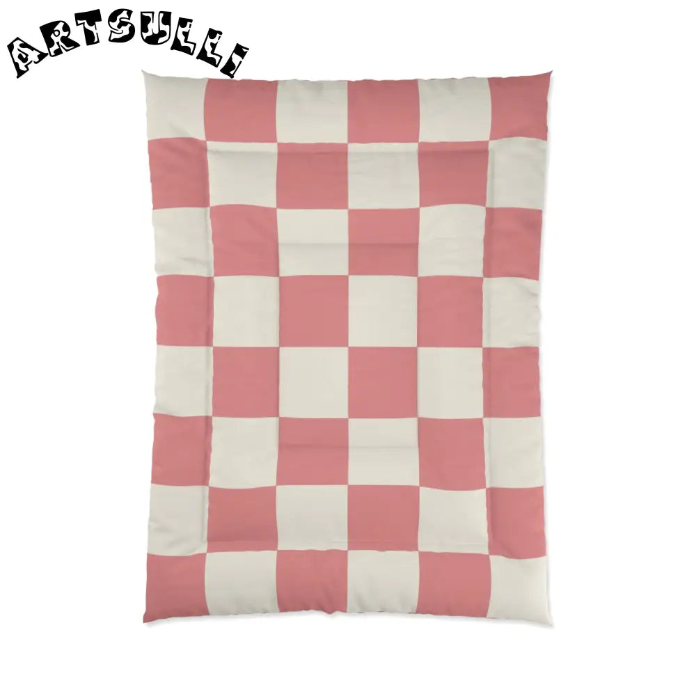 JAKKOUTTHEBXX Retro Checkered Grassland Sprites Comforter