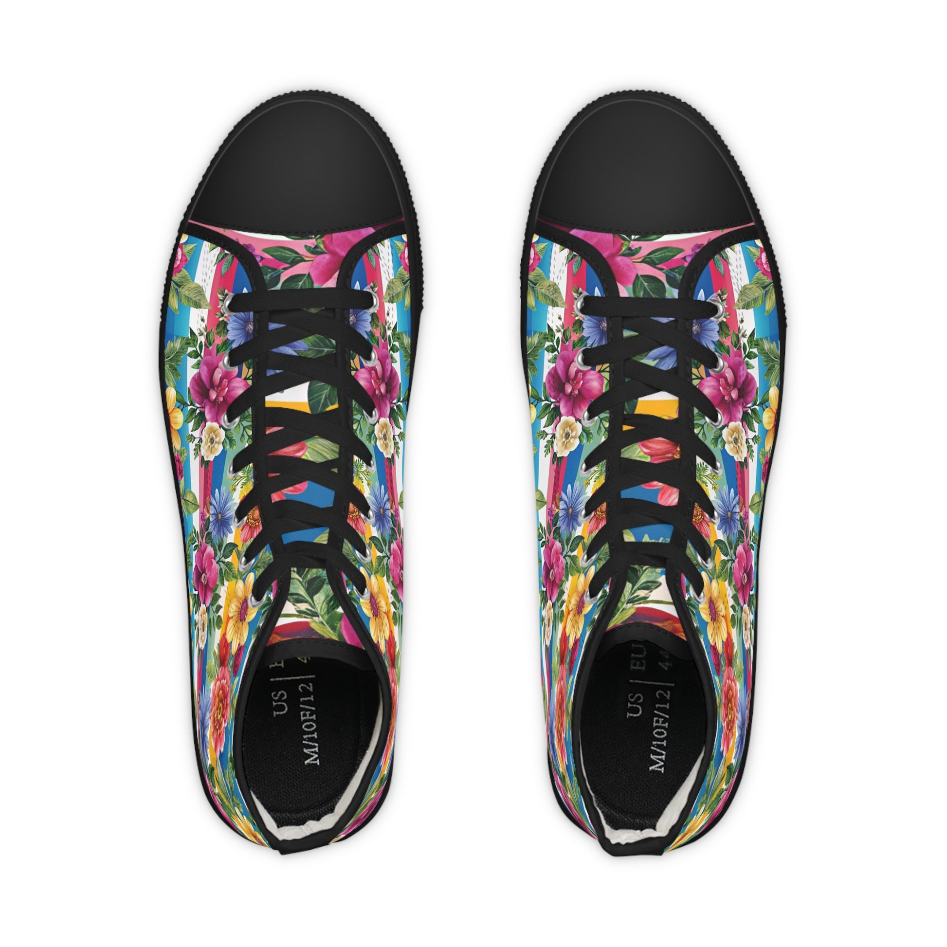 Floral Stripe 4K III Men's High Top Sneakers, Artsulli - Art is Long, Life is Short, Shoes, , , , , , , 