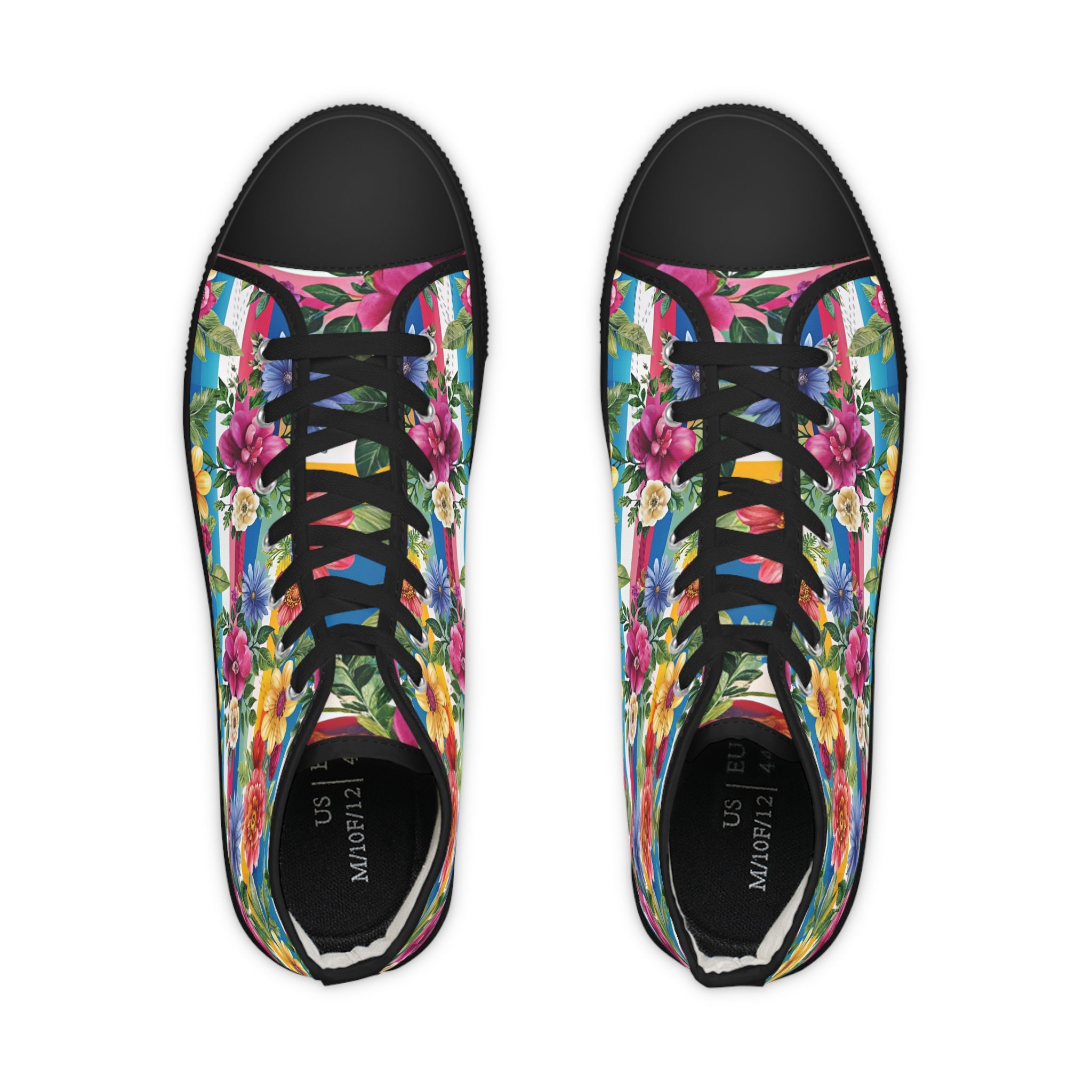 Floral Stripe 4K III Men's High Top Sneakers, Artsulli - Art is Long, Life is Short, Shoes, , , , , , , 