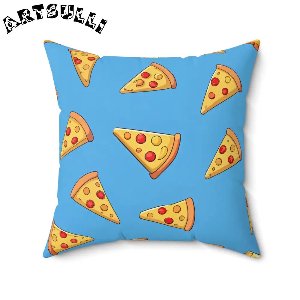 JAKKOUTTHEBXX Blue Pizza Dreamscape Spun Polyester Square Pillow