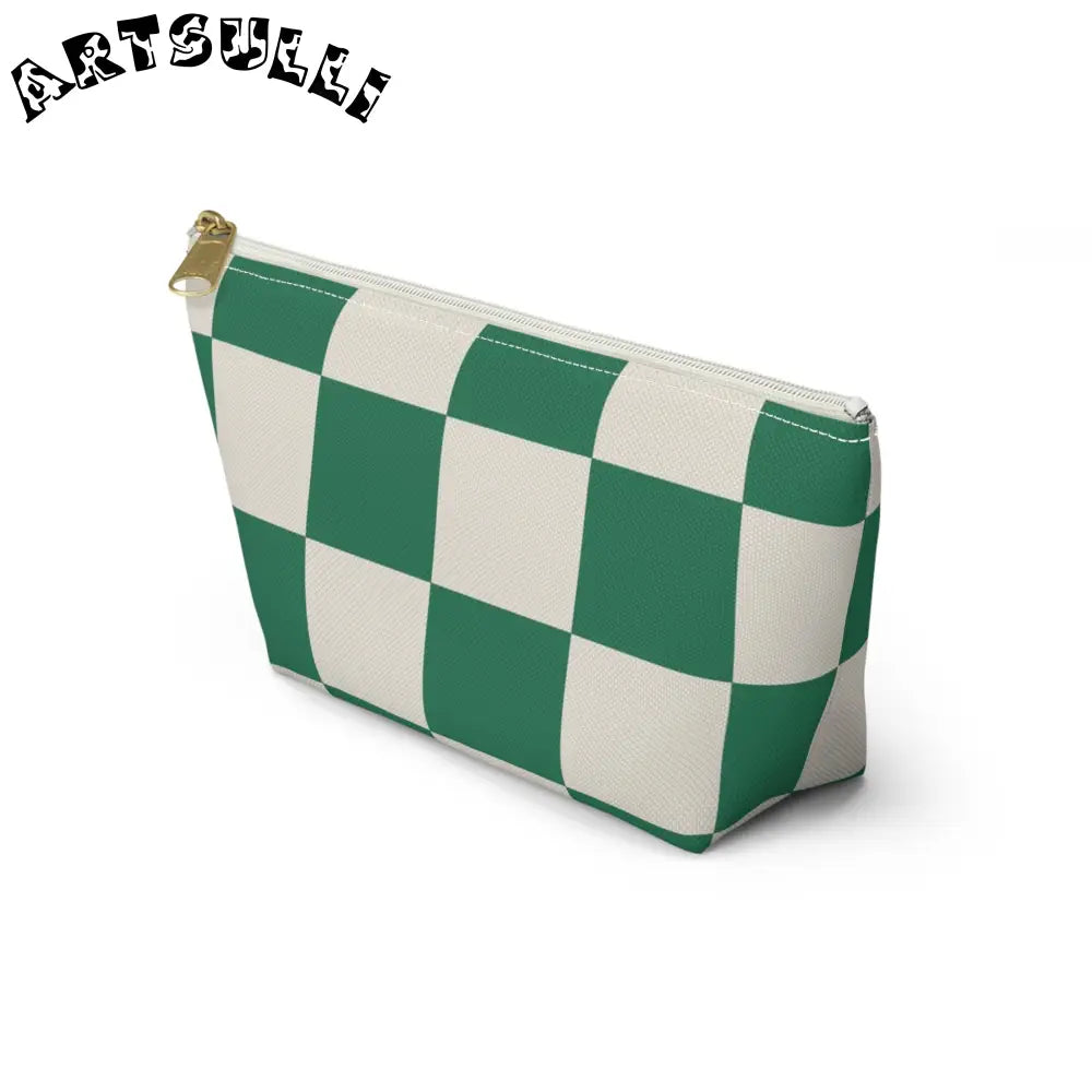 JAKKOUTTHEBXX Checkerboard Dark Green Accessory Pouch w T-bottom
