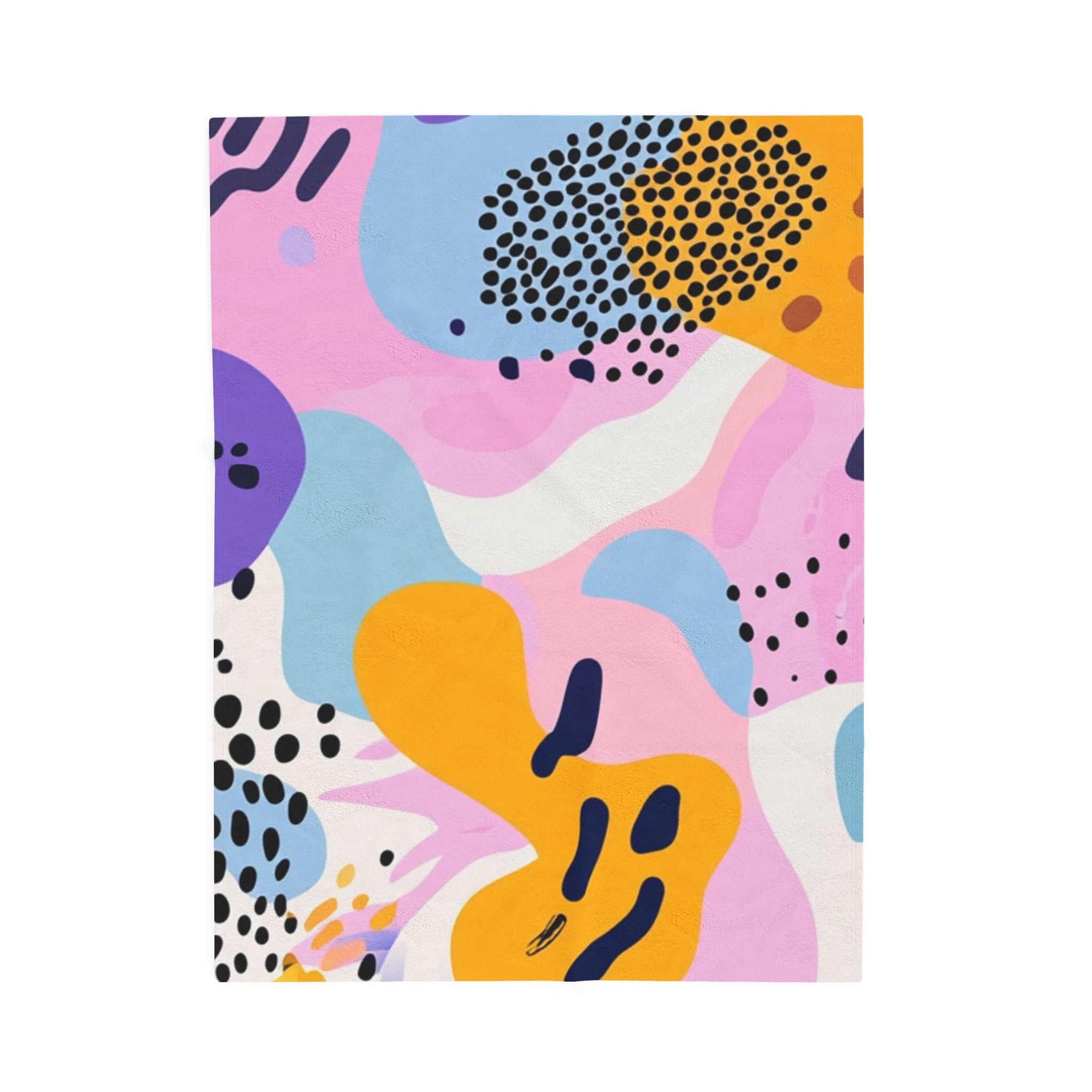 Colorful Abstract Dots and Shapes Velveteen Plush Blanket, Artsulli - Art is Long, Life is Short, All Over Prints, Size, 30" × 40", , , , , 26215816767588