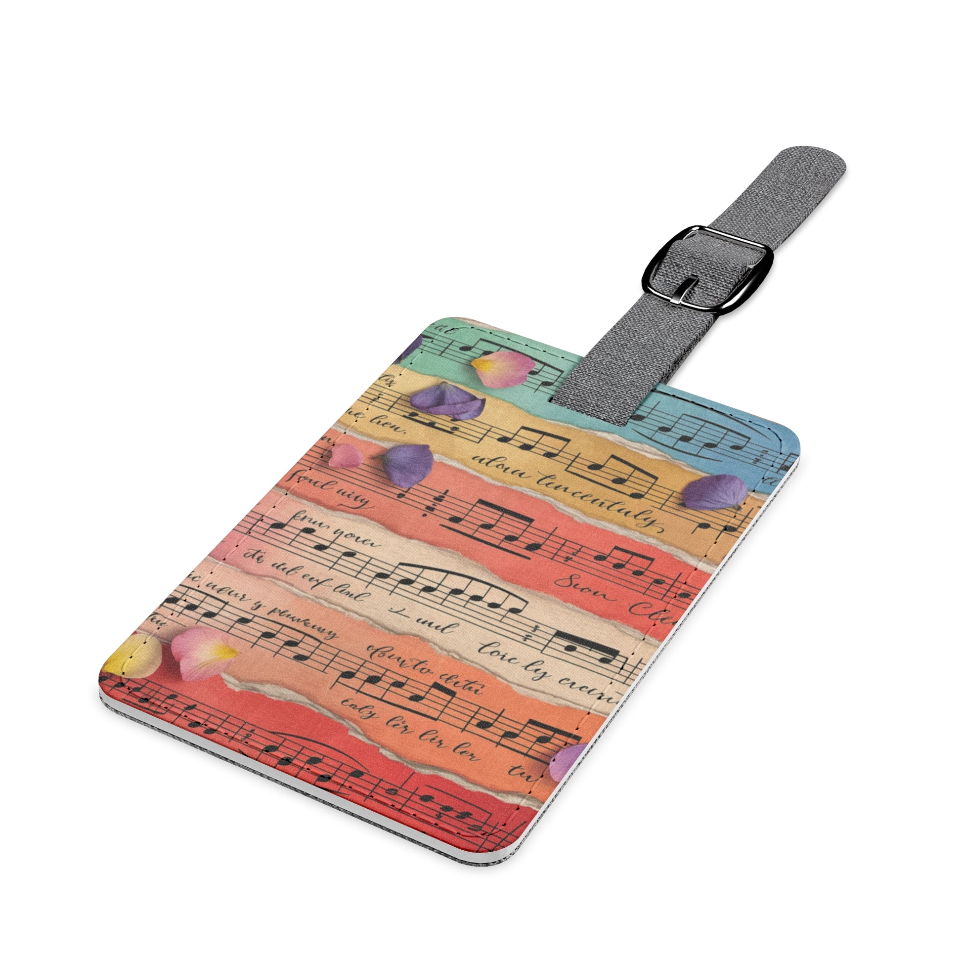 Torn Type Beat Sheet Music Multi-Color Saffiano Polyester Luggage Tag, Rectangle, Artsulli - Art is Long, Life is Short, Accessories, , , , , , , 