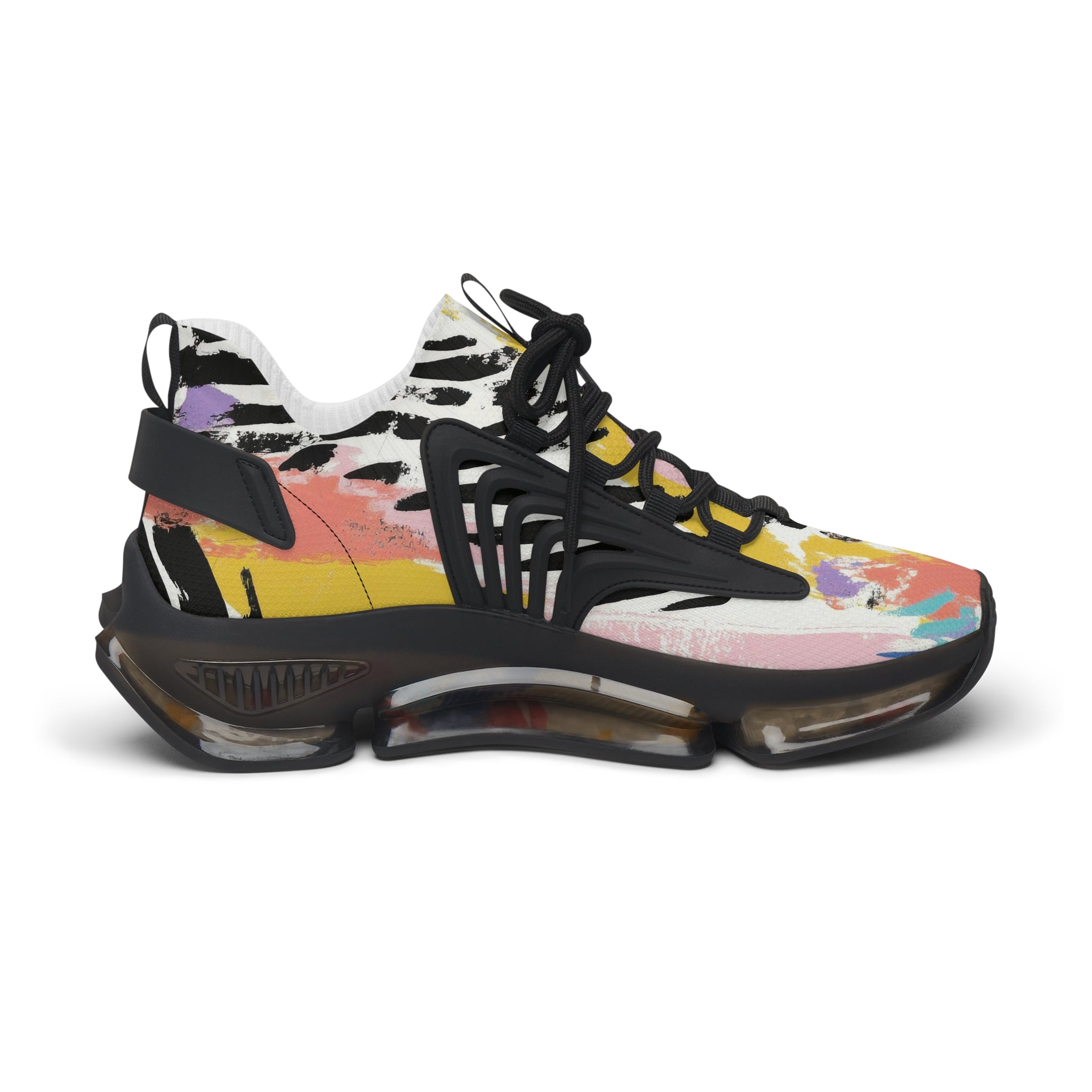 Wild Zebra Stripes x Paint Brush Strokes Multi-Color Women's Mesh Sneakers, Artsulli - Art is Long, Life is Short, Shoes, , , , , , , 