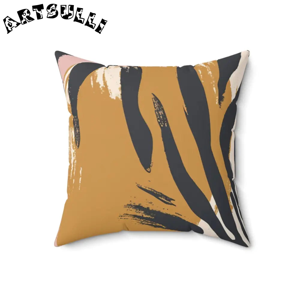 JAKKOUTTHEBXX Tiger Stripe Square Throw Pillow Orange Black Cream
