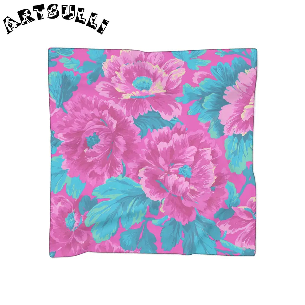 80s Dreamscape Floral Poly Scarf, Artsulli - Art is Long, Life is Short, Accessories, Color, Poly chiffon, Size, 25" × 25", , , 30266356659913951391