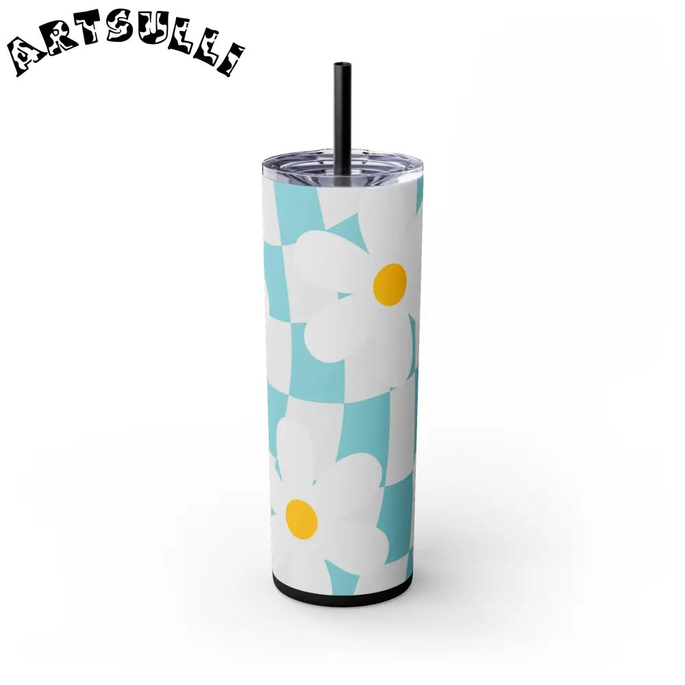 JAKKOUTTHEBXX Trippy Check Garden Skinny Tumbler with Straw 20oz