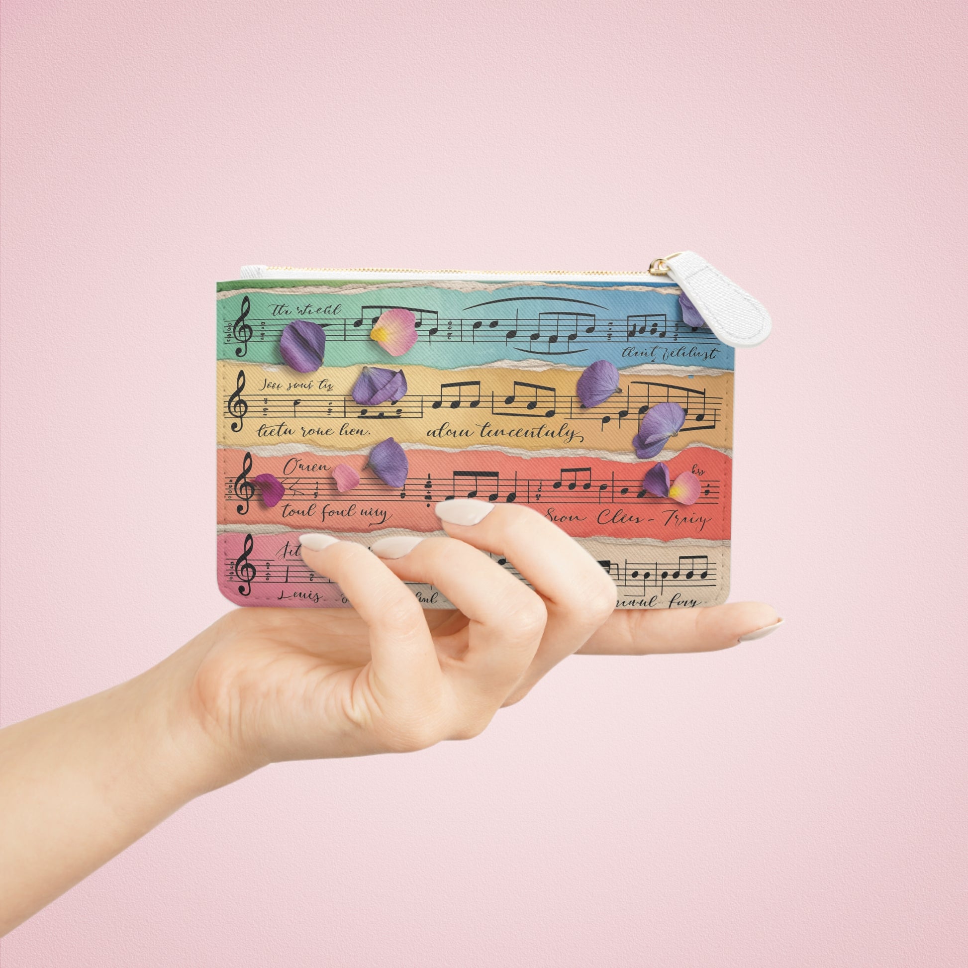 Torn Type Beat Sheet Music Multi-Color Mini Clutch Bag, Artsulli - Art is Long, Life is Short, Bags, , , , , , , 