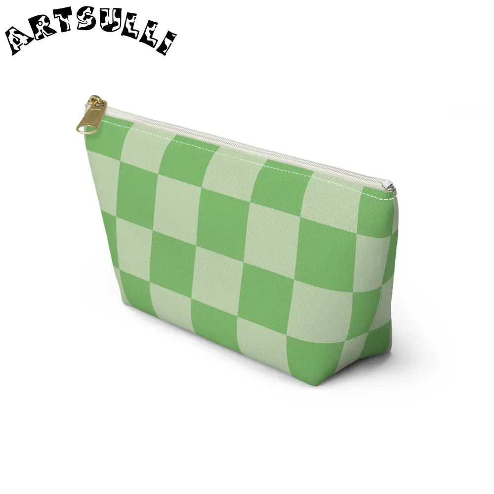 JAKKOUTTHEBXX Checkerboard Green Accessory Pouch w T-bottom