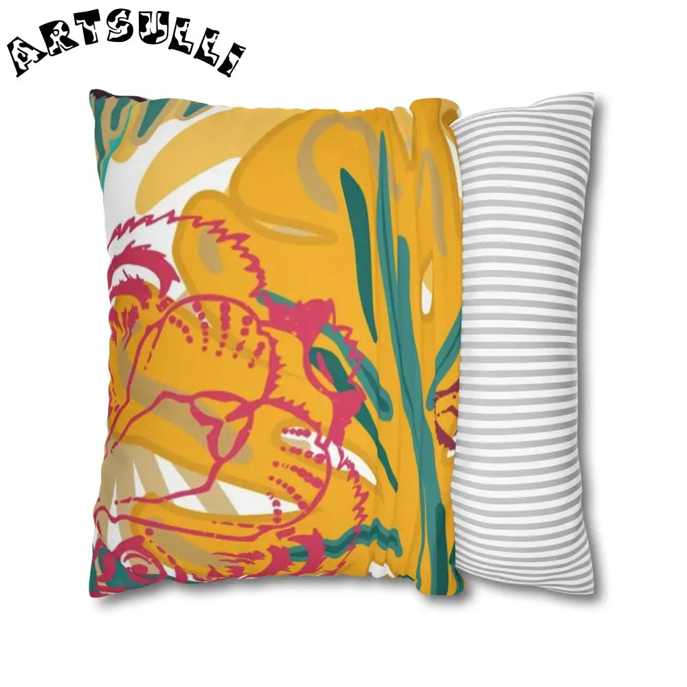 JAKKOUTTHEBXX Tropical Jungle Tigers Brown and Green Spun Polyester