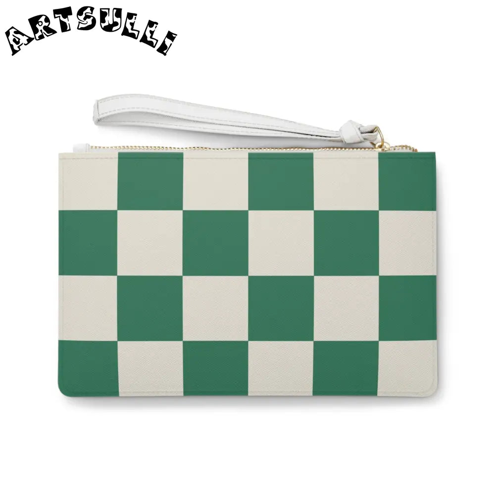 JAKKOUTTHEBXX Checkerboard Dark Green Clutch Bag JAKKOUTTHEBXX