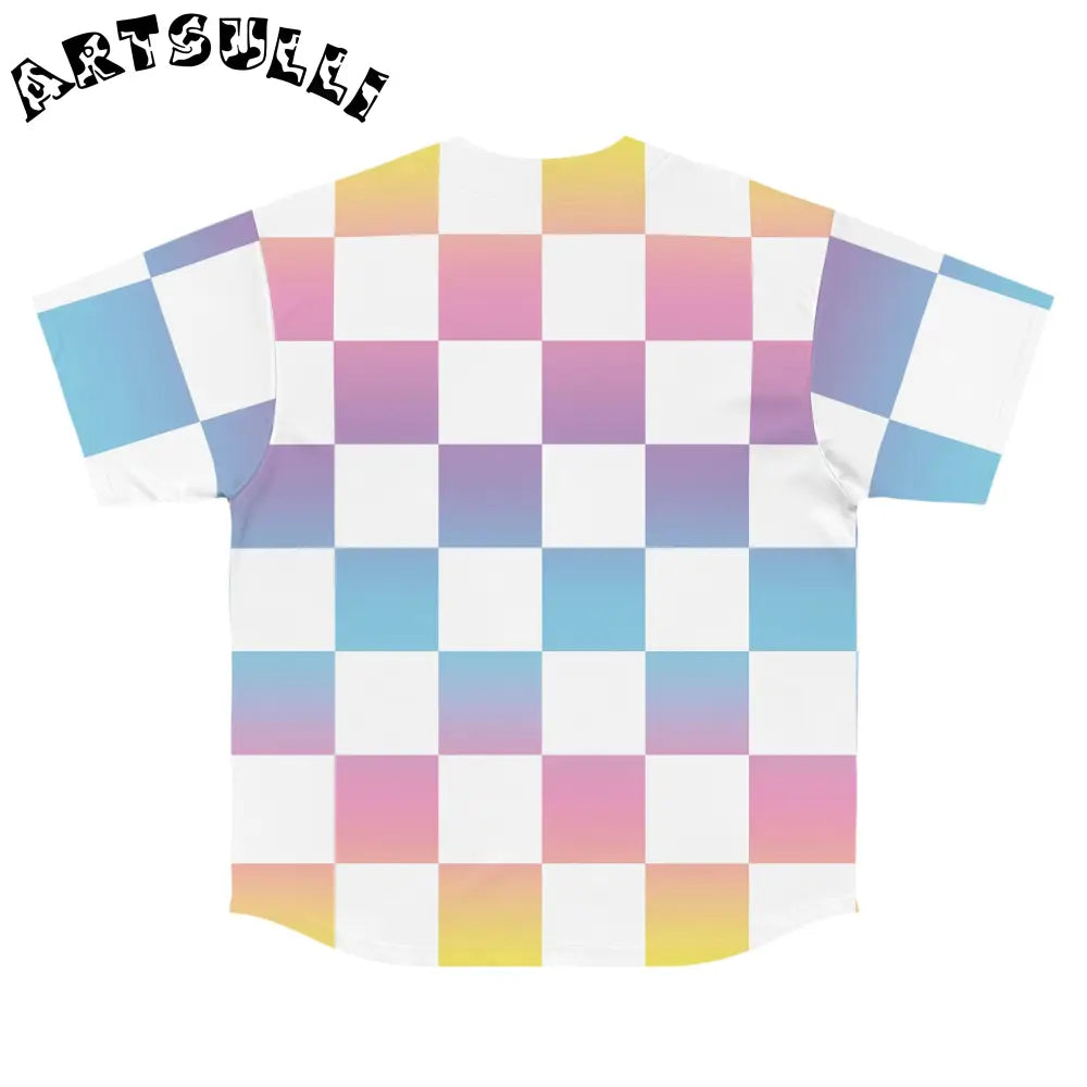 JAKKOUTTHEBXX Vaporwave Check Men’s Baseball Jersey (AOP)