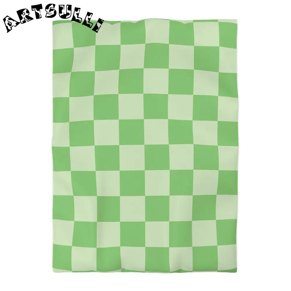 JAKKOUTTHEBXX Checkerboard Green Microfiber Duvet Cover