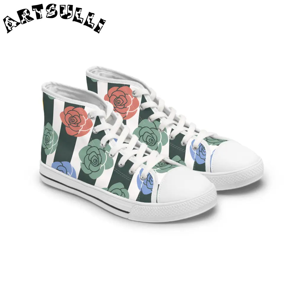 JAKKOUTTHEBXX Stripes x Roses Black and White Women’s High Top