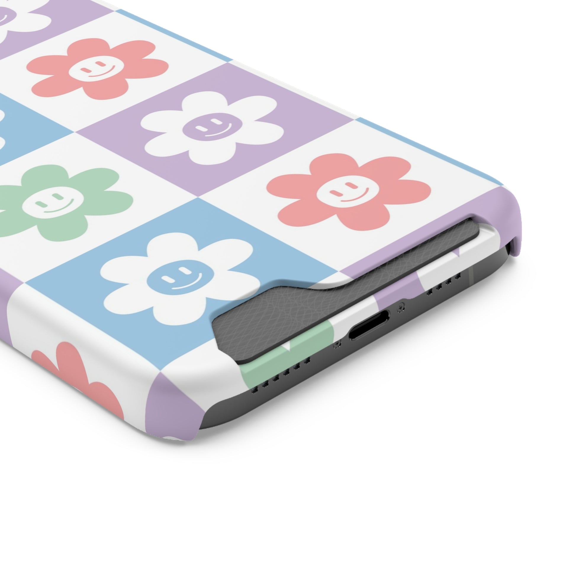 Chessboard x Smiley Face Flowers Multi-Color Phone Case With Card Holder, Artsulli - Art is Long, Life is Short, Phone Case, , , , , , , 