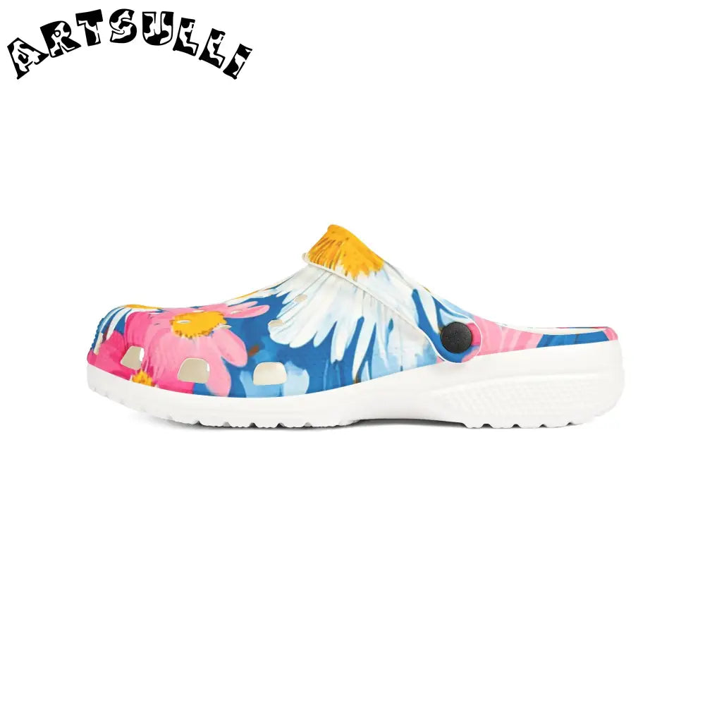 JAKKOUTTHEBXX CDG Daisy Dream Blue EVA Foam Rubber Shoes (AOP)