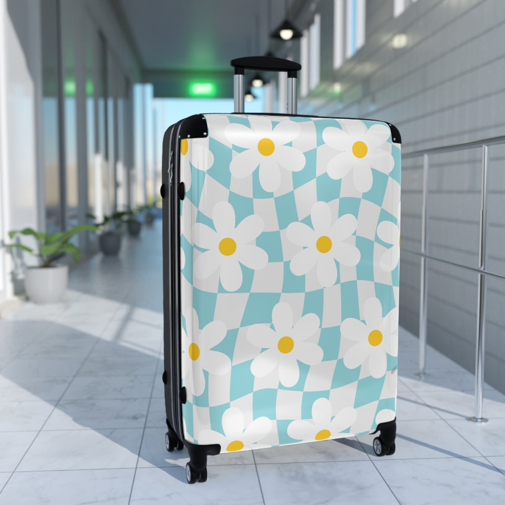 Trippy Check Garden Suitcase, Artsulli - Art is Long, Life is Short, Bags, , , , , , , 