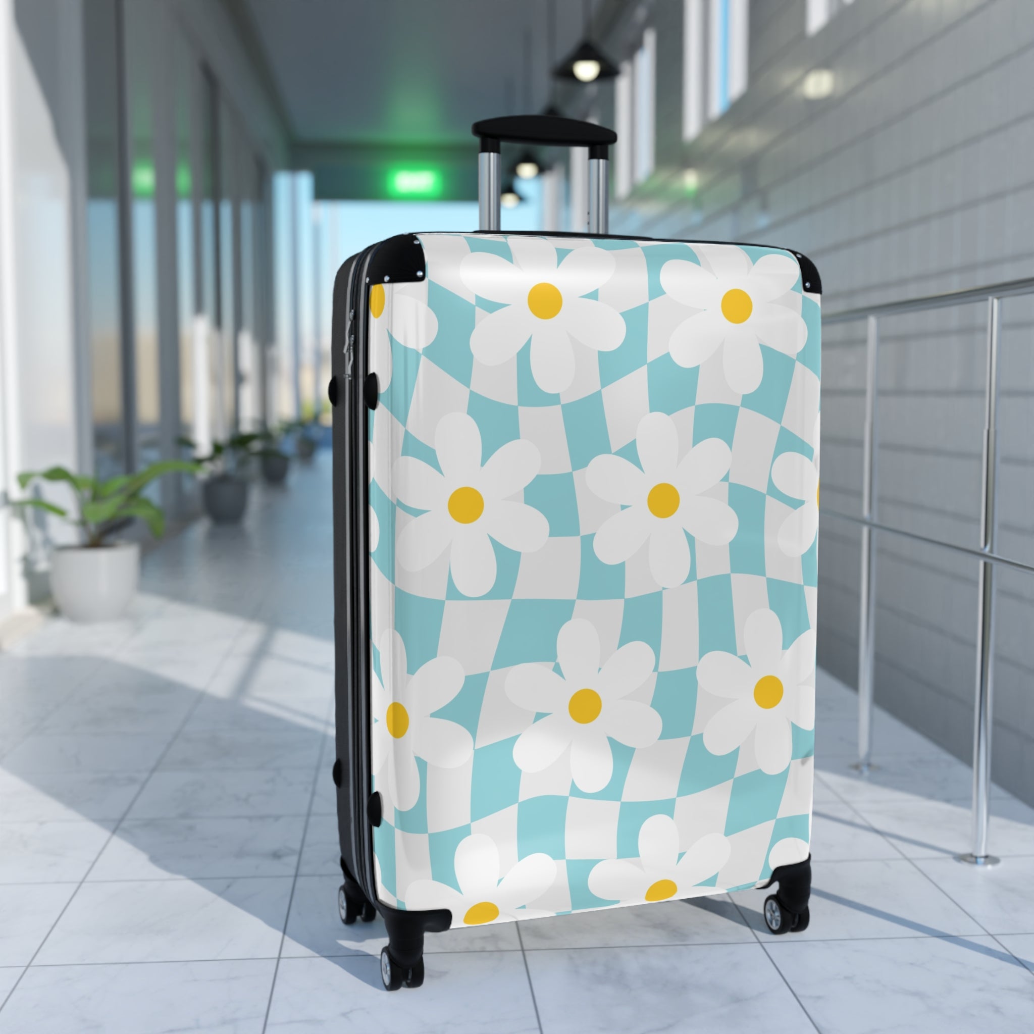 Trippy Check Garden Suitcase, Artsulli - Art is Long, Life is Short, Bags, , , , , , , 