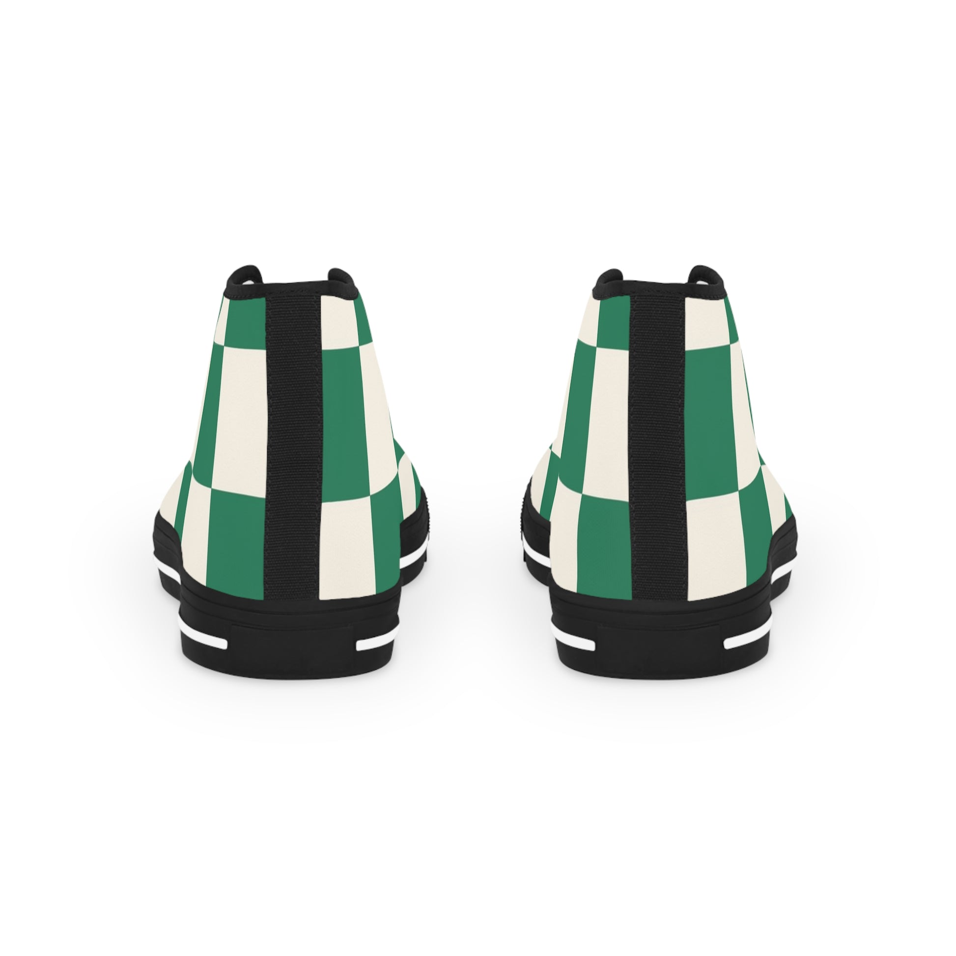 Checkerboard Dark Green Men's High Top Sneakers, Artsulli - Art is Long, Life is Short, Shoes, , , , , , , 