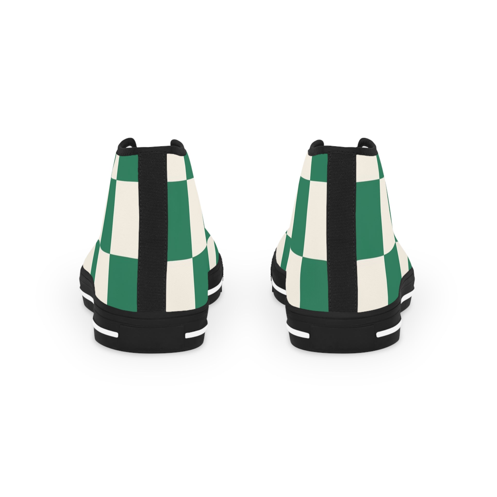 Checkerboard Dark Green Men's High Top Sneakers, Artsulli - Art is Long, Life is Short, Shoes, , , , , , , 