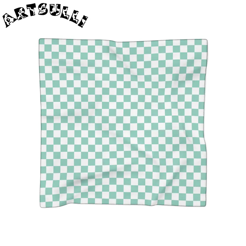 JAKKOUTTHEBXX Checkerboard II Light Green Poly Scarf JAKKOUTTHEBXX