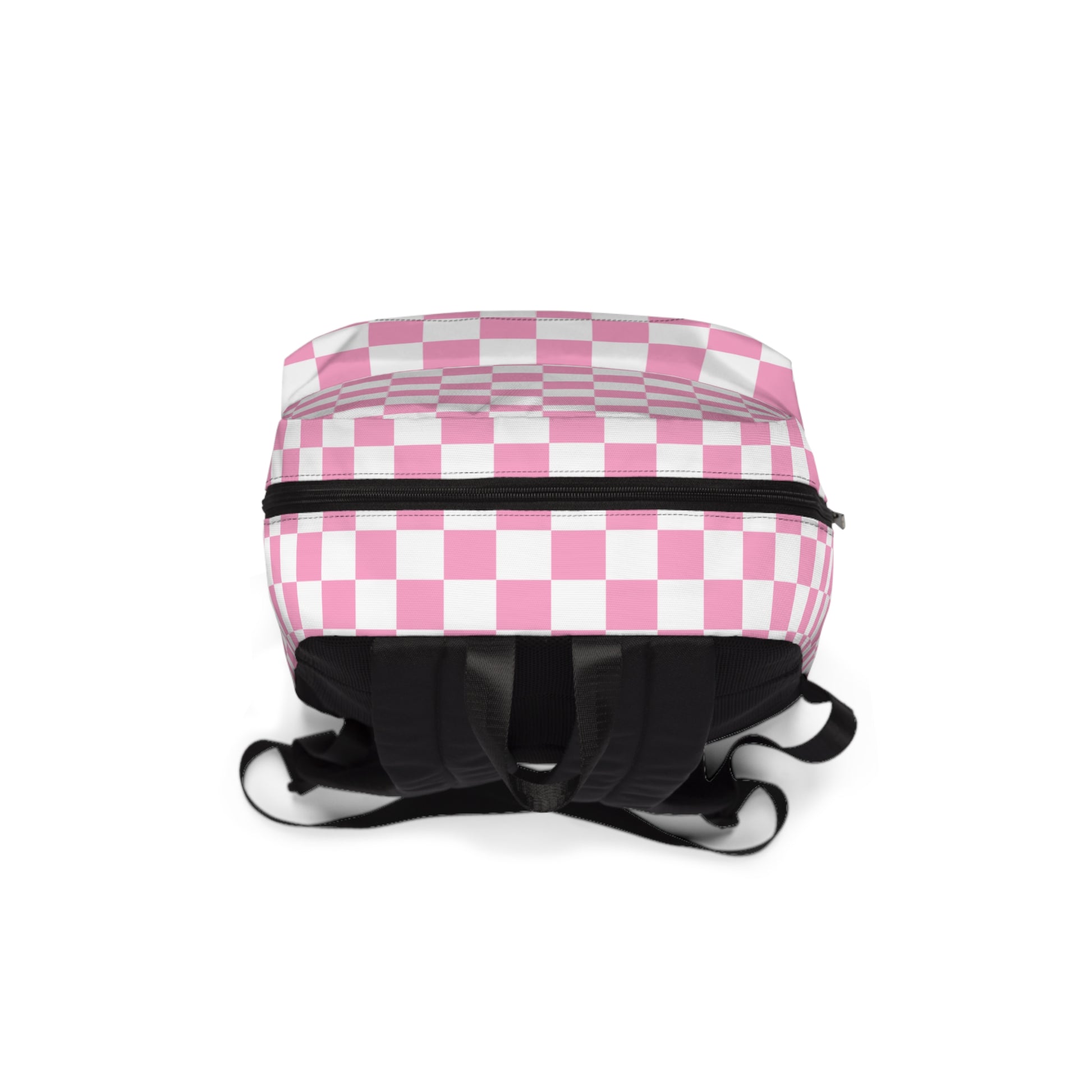 Checkerboard Hot Pink and White Unisex Classic Backpack, Artsulli - Art is Long, Life is Short, Bags, , , , , , , 