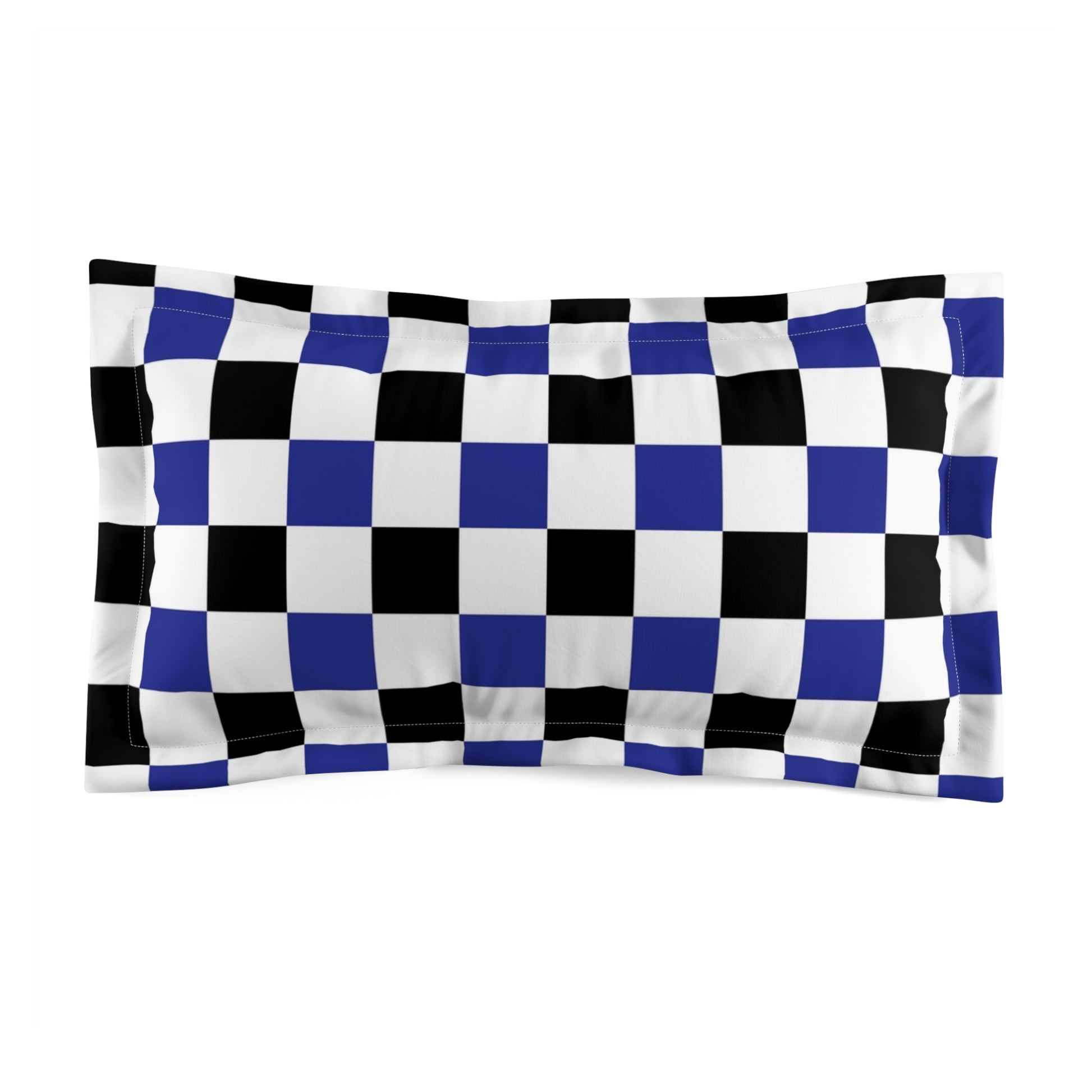 Checkerboard Blue White and Black Microfiber Pillow Sham, Artsulli - Art is Long, Life is Short, Home Decor, Size, King, , , , , 31695676833720131997