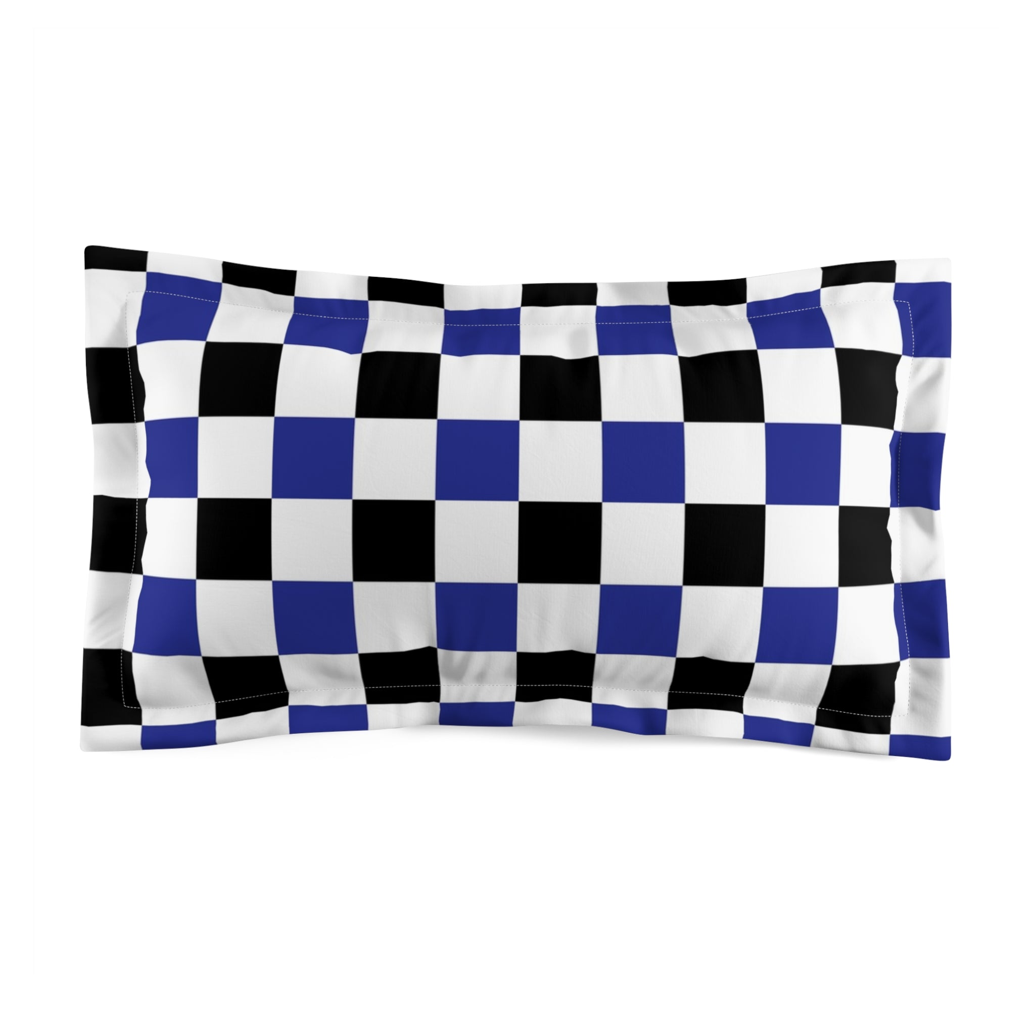 Checkerboard Blue White and Black Microfiber Pillow Sham, Artsulli - Art is Long, Life is Short, Home Decor, Size, King, , , , , 31695676833720131997