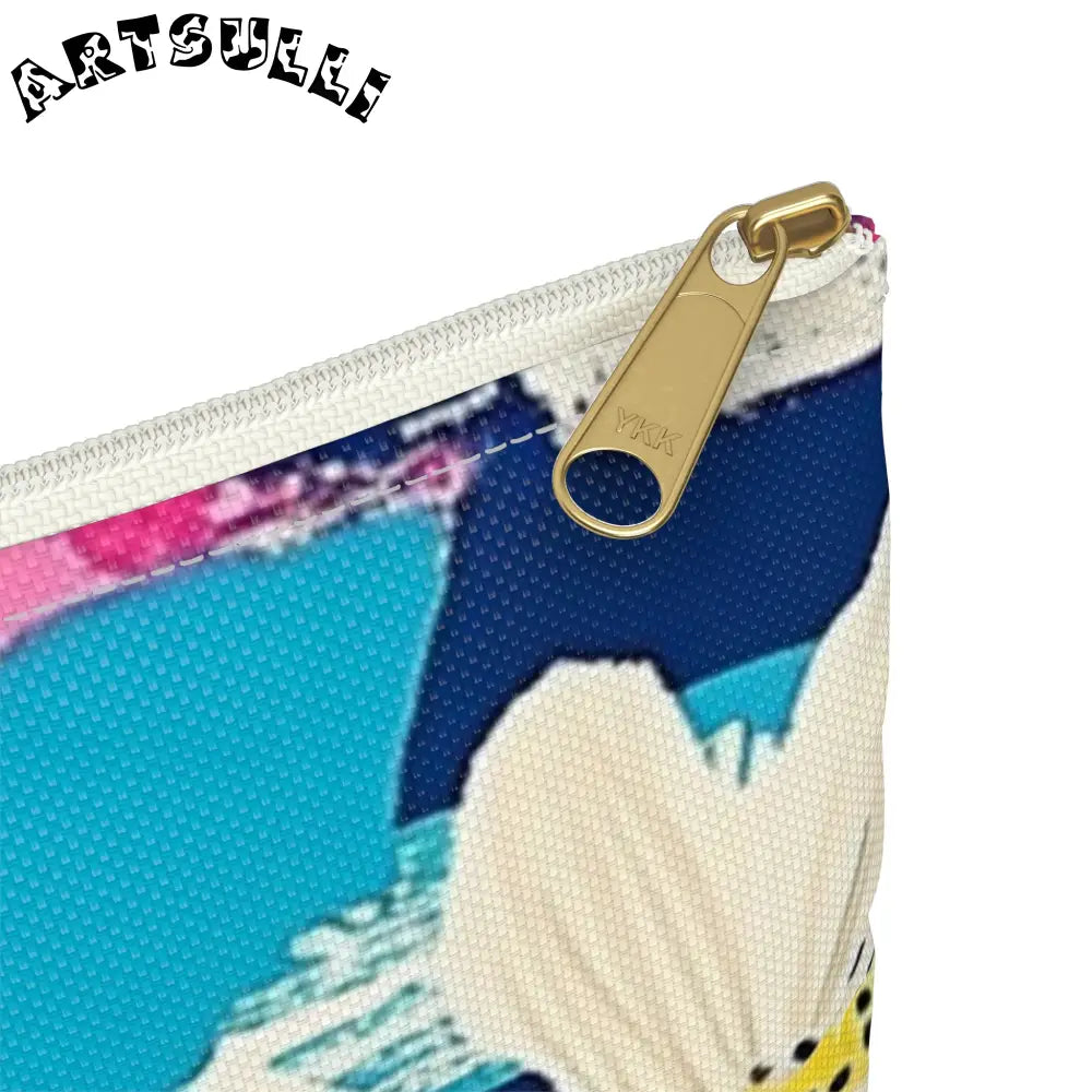 JAKKOUTTHEBXX Dayglo Floral Stripes Multi-Color Accessory Pouch