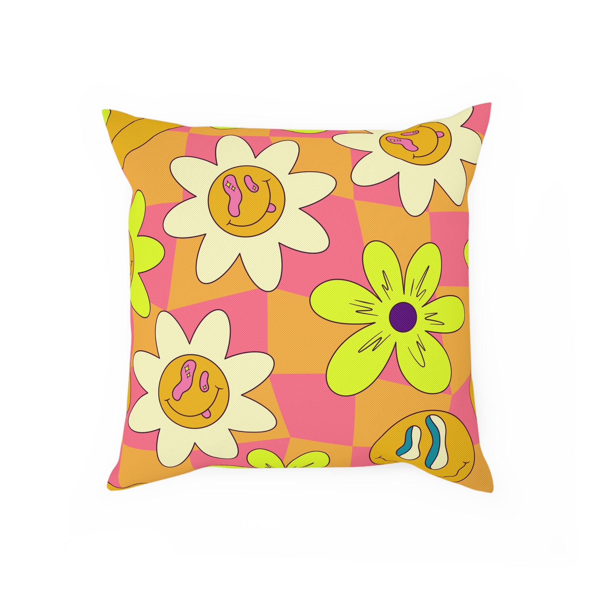 Trippy Sour Face Rave Cushion, Artsulli - Art is Long, Life is Short, Home Decor, Size, 15.7" × 15.7", , , , , 13822324546157