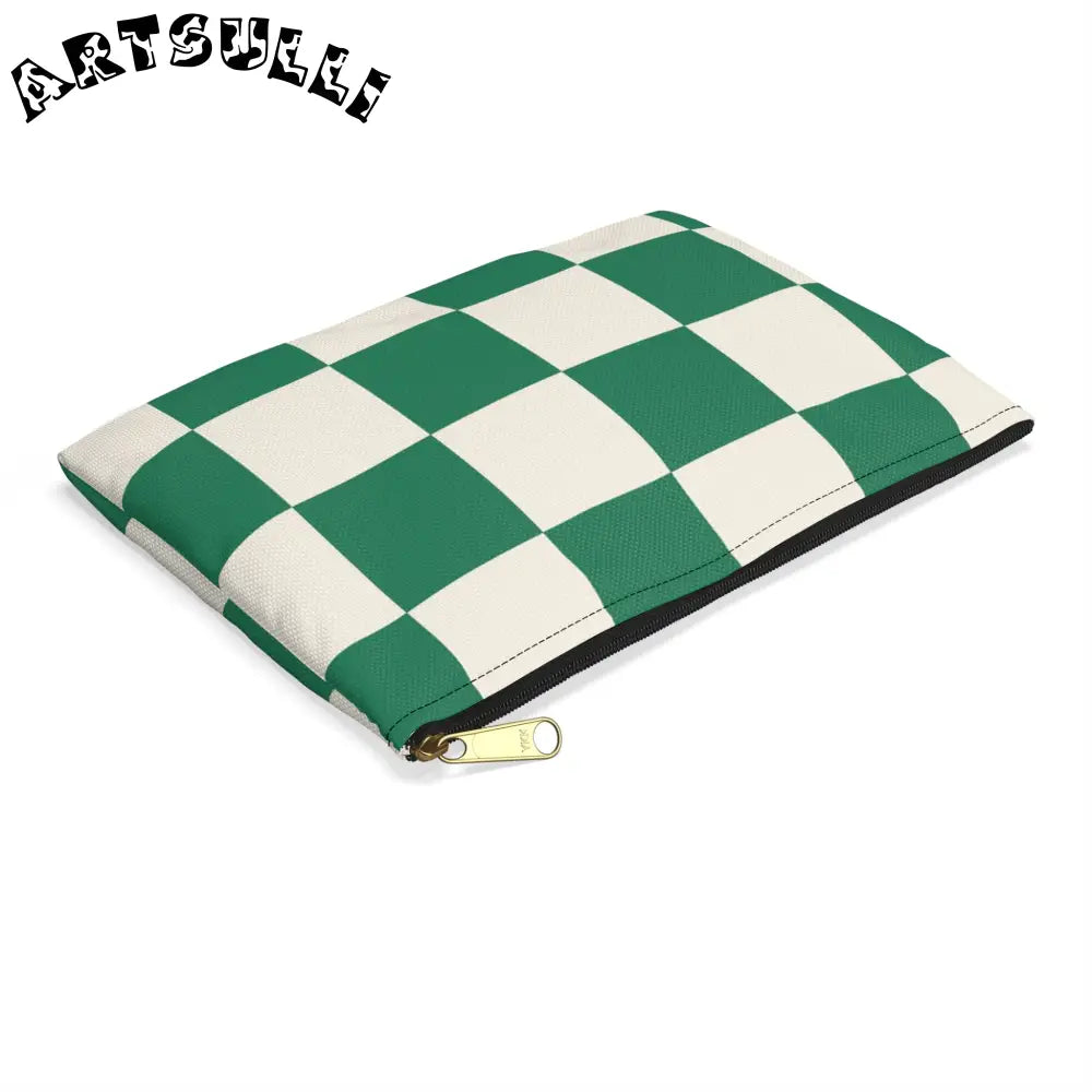 JAKKOUTTHEBXX Checkerboard Dark Green Accessory Pouch JAKKOUTTHEBXX