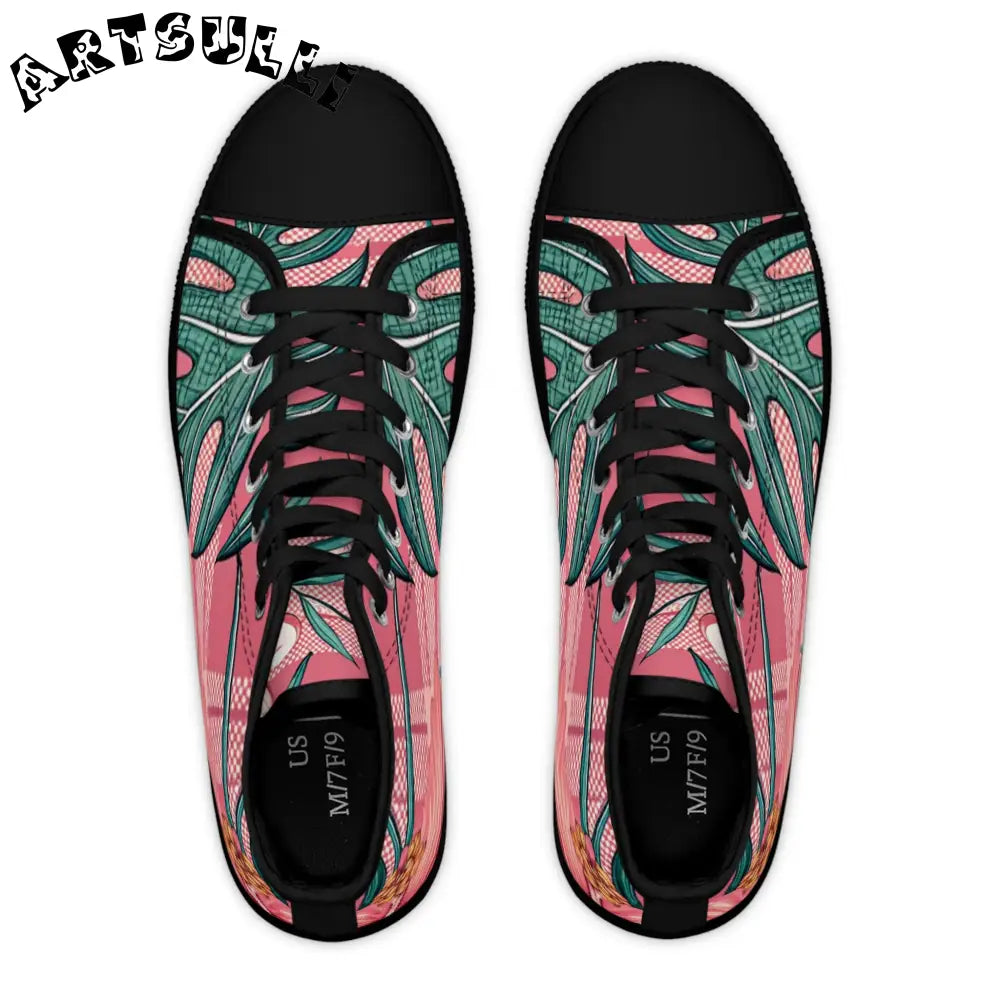 JAKKOUTTHEBXX Plaid x Floral Burgundy Women’s High Top Sneakers