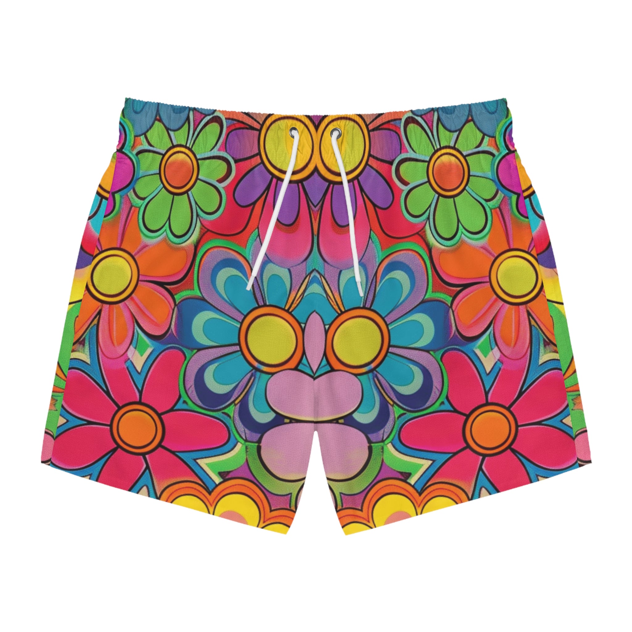 Chromatic Daisy Dream Swim Trunks (AOP), Artsulli - Art is Long, Life is Short, All Over Prints, Size, XS, Color, Seam thread color automatically matched to design, , , 12729593633314766459