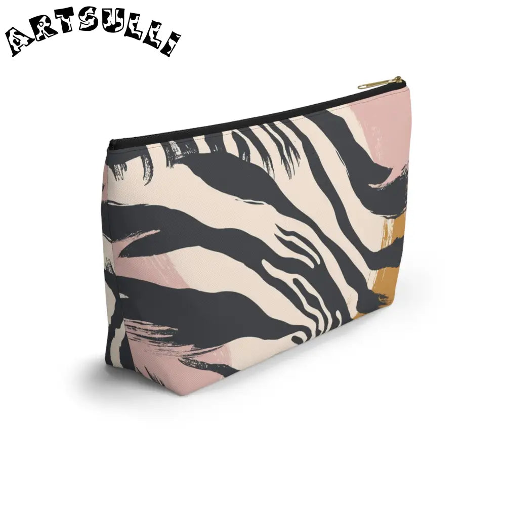 JAKKOUTTHEBXX Zebra Stripe And Brushstroke Cosmetic Pouch In Pink