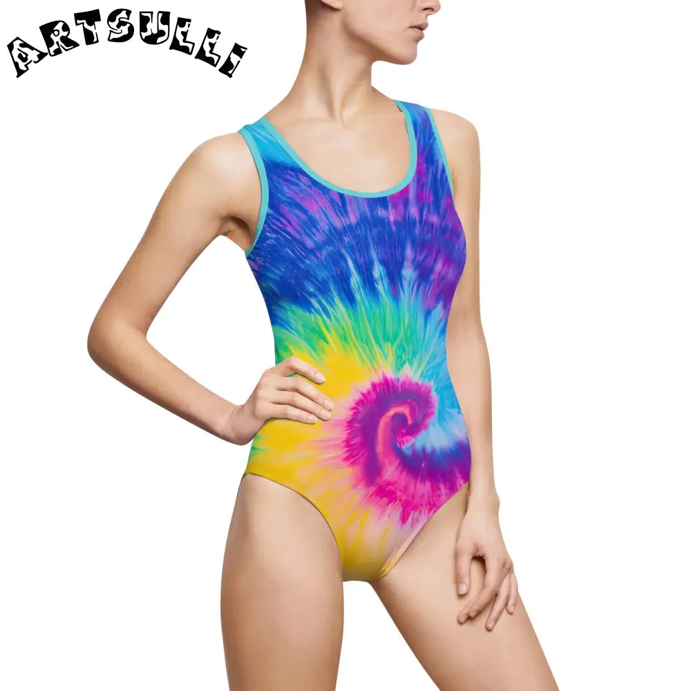 JAKKOUTTHEBXX Spiral Tie Dye Artistic Work One Piece Swimsuit 2025