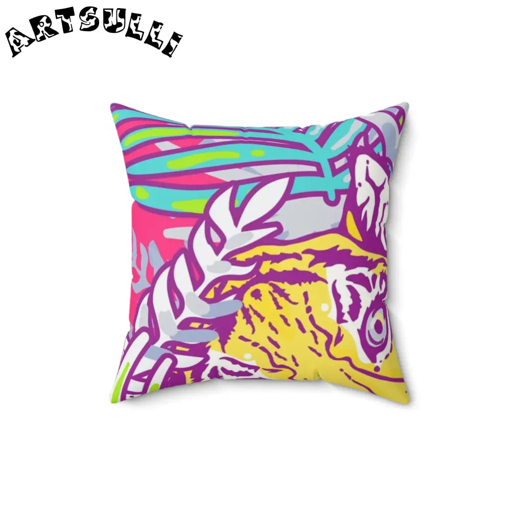 JAKKOUTTHEBXX Tropical Floral Tigers Torquise and Purple Faux Suede