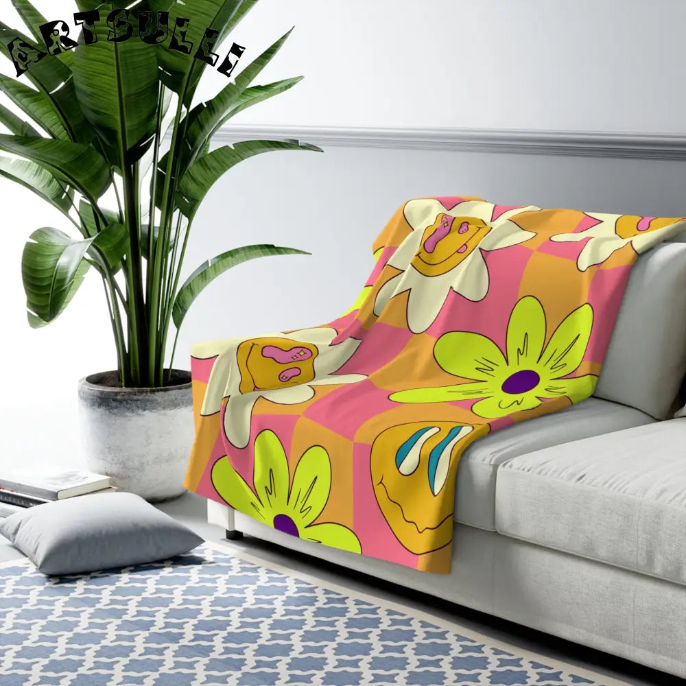 JAKKOUTTHEBXX Trippy Sour Face Rave Sherpa Fleece Blanket