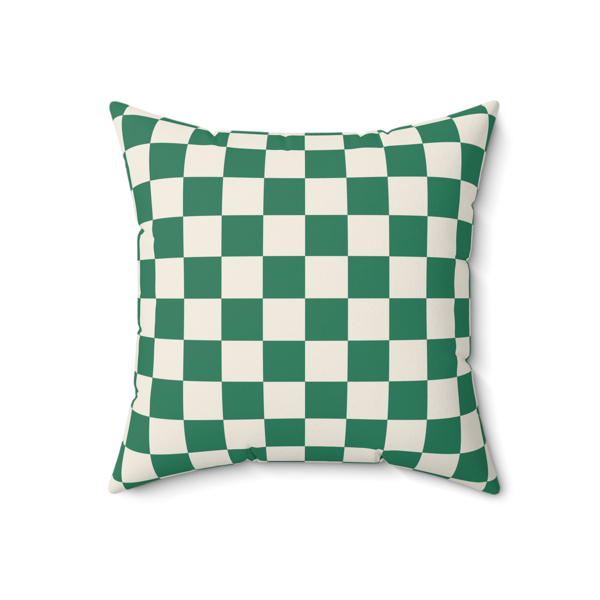 Checkerboard Dark Green Spun Polyester Square Pillow, Artsulli - Art is Long, Life is Short, Home Decor, Size, 18" × 18", , , , , 27622267529816995780