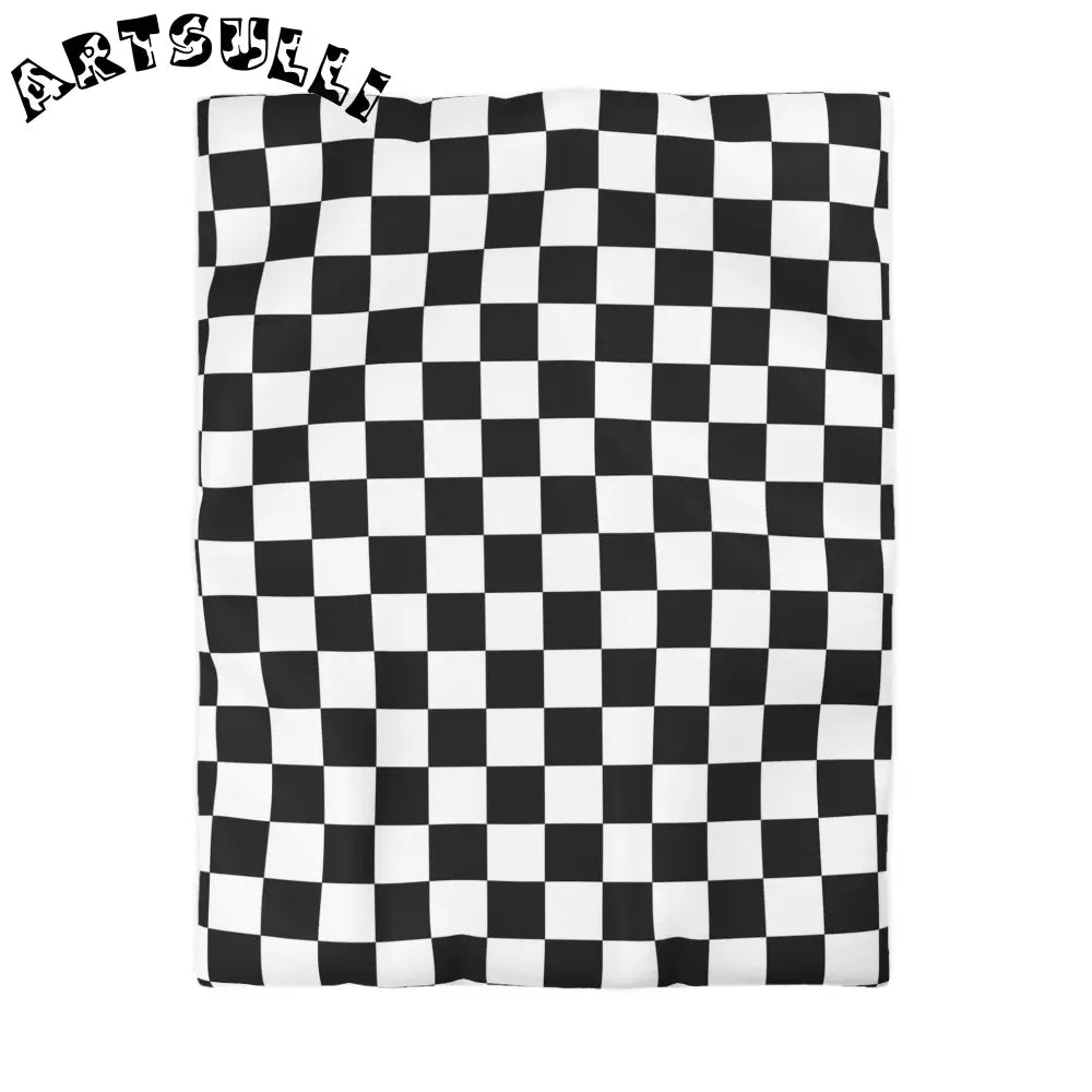 JAKKOUTTHEBXX Checkerboard White and Black Microfiber Duvet Cover
