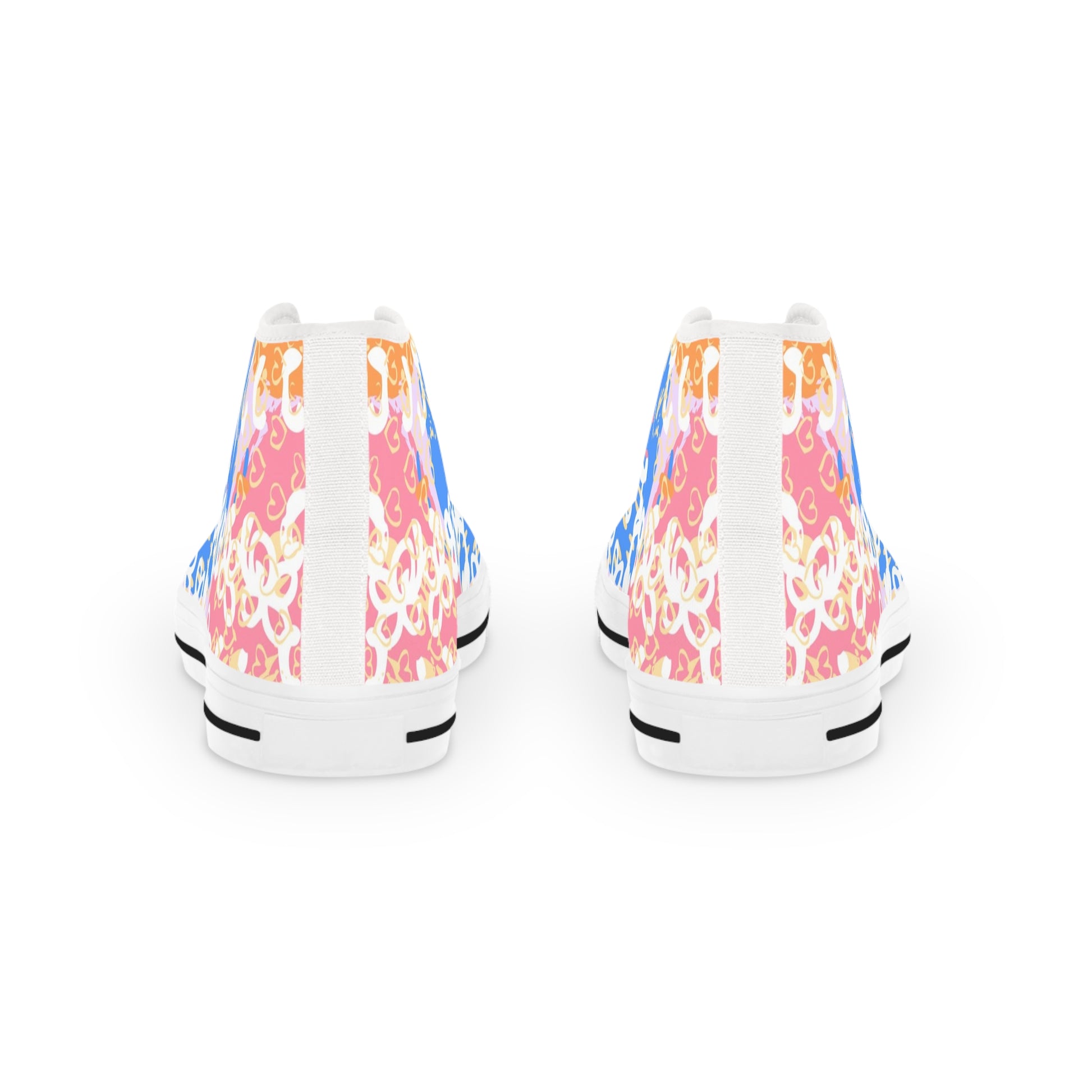 Flowers x Doodles x Hearts Multi-Color Men's High Top Sneakers, Artsulli - Art is Long, Life is Short, Shoes, , , , , , , 