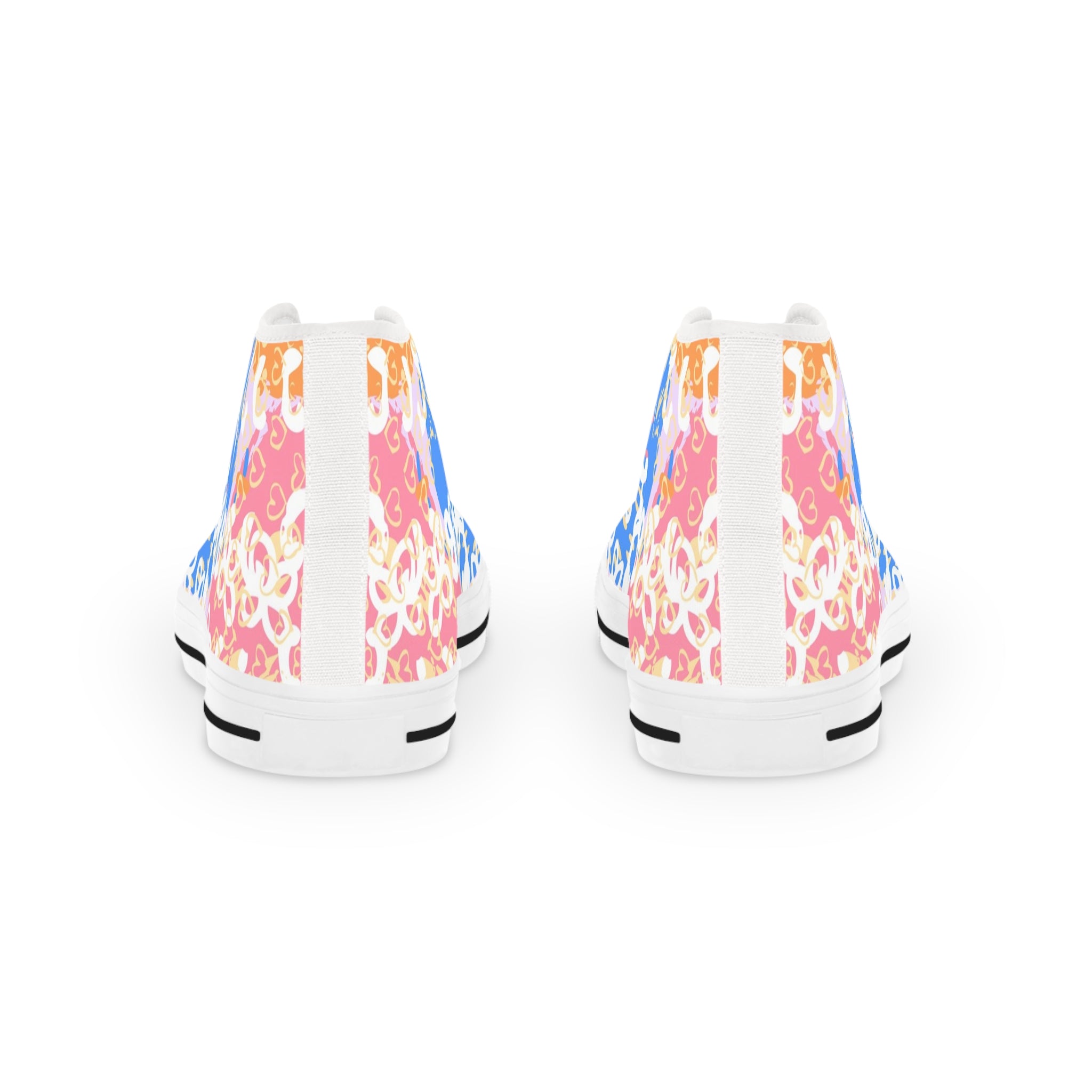 Flowers x Doodles x Hearts Multi-Color Men's High Top Sneakers, Artsulli - Art is Long, Life is Short, Shoes, , , , , , , 