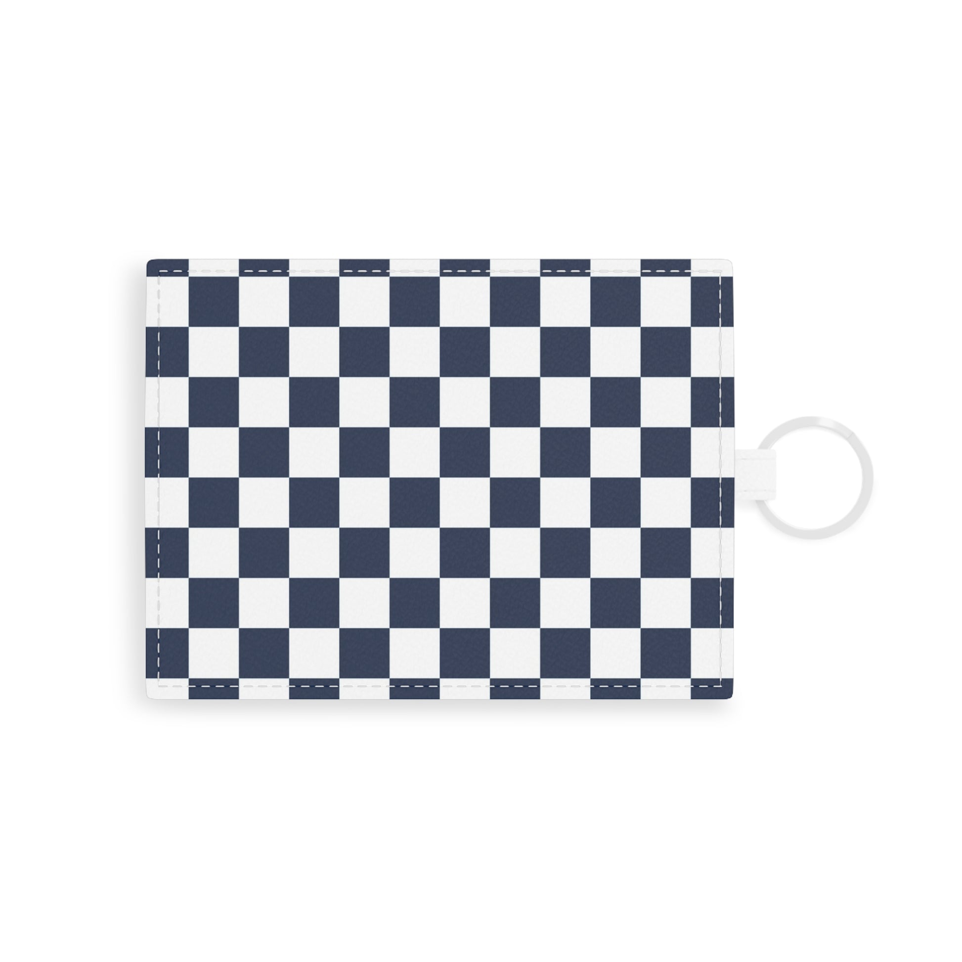Checkerboard White and Navy Blue Saffiano Leather Card Holder, Artsulli - Art is Long, Life is Short, Accessories, Size, One size, Color, White, , , 24359418744906577095